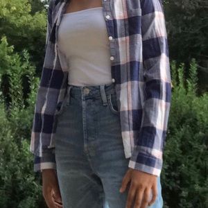 Gap Blue and Pink Plaid shirt